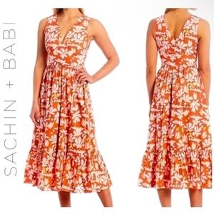 Sachin + Babi For Dillards Dani Floral Tiered Midi Summer Dress Sz 8